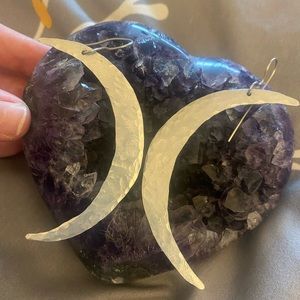 Aluminum Crescent Moon Dangle Earrings